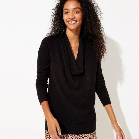 LOFT Women's NWT Cowl Neck Tunic Sweater - Black - Picture 1 of 1